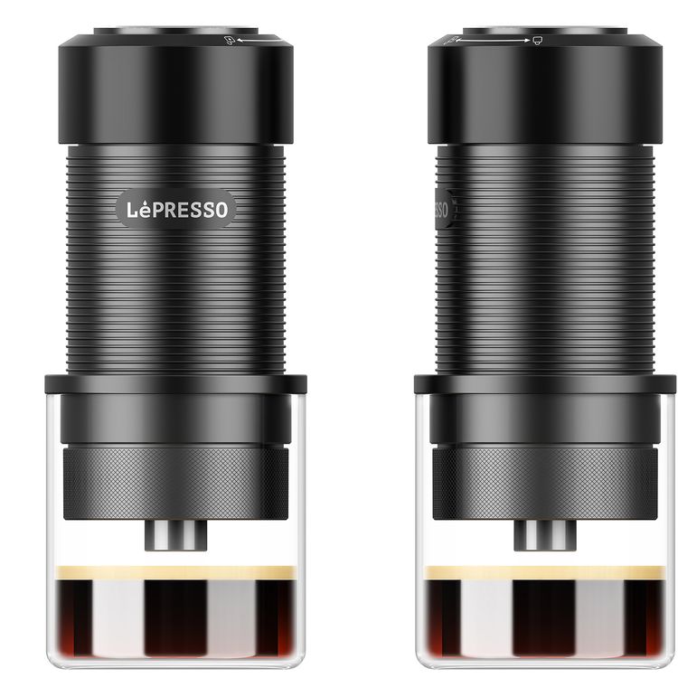 LePresso Professional Hand-Press Espresso Maker with 9 Bar Pump Pressure, Standard 51mm Portafilter, 80mL Water Tank Capacity, 15-18g Coffee Powder Capacity, 304 Stainless Steel & Aluminum Alloy Materials, Travel-Friendly Design, 2 Cups of Espresso - Black