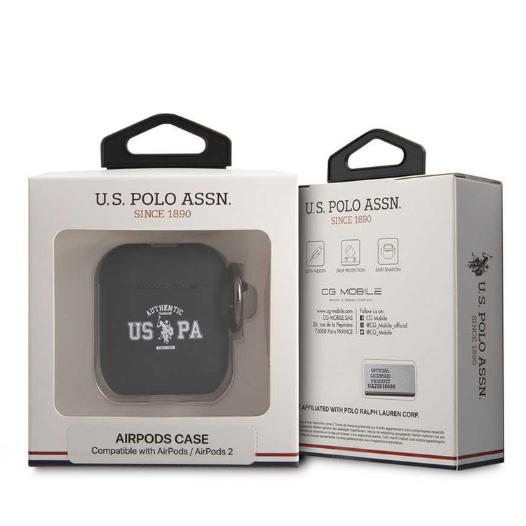 CG MOBILE U.S.Polo Assn. Silicone Uspa Authentic Case Compatible for Airpods 1/2, Scratch Resistant, Shock Absorption & Drop Protection Cover Officially Licensed - Black