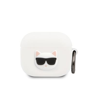 CG Mobile Karl Lagerfeld Silicone Choupette Case with Ring Compatible for Apple AirPods 3, Scratch & Drop Resistant, Dustproof & Absorbing Protective Silicone Cover