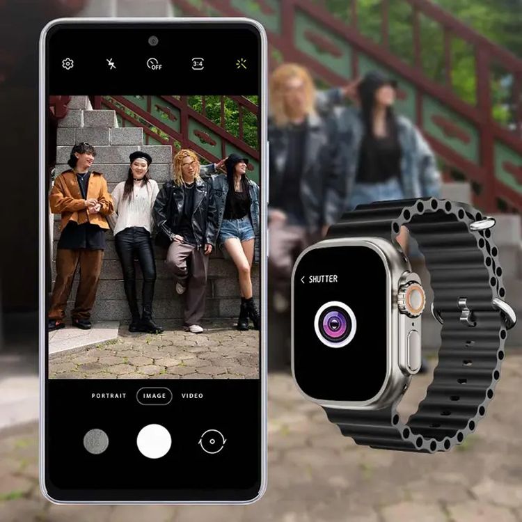 Porodo Ultimo Smart Watch, 2.1", 15 Days Working Time, 3 Hours Charging Time, Bluetooth 3.0 & 5.0, Voice Assistant, Android & iOS Compatible - Titanium Bezel & Black Band