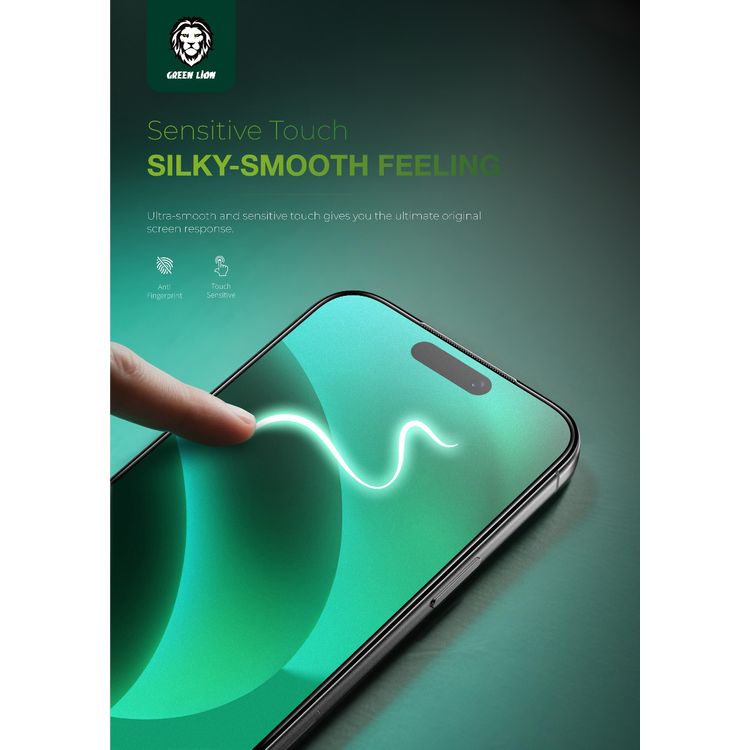 Green Lion 9H Steve Matte Strong Full Glass Protector for iPhone 17 Pro, Crystal Clear, Anti-Scratch, Anti-Fingerprint, Grease Resistance, Air Bubble Prevention, Highly Responsive - Clear