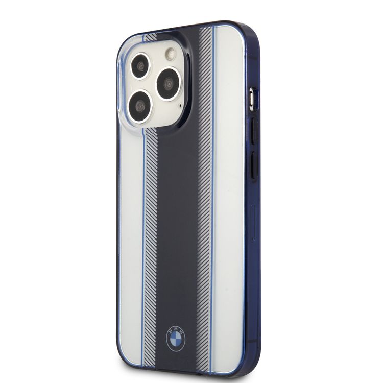 CG MOBILE BMW PC/TPU Hard Case Navy Tire Stripe & Navy Edges Compatible for iPhone 13 Pro Max (6.7") Easy Access to All Ports, Anti-Scratch, Shock Absorption Back Cover Suitable with Wireless Charging Officially Licensed