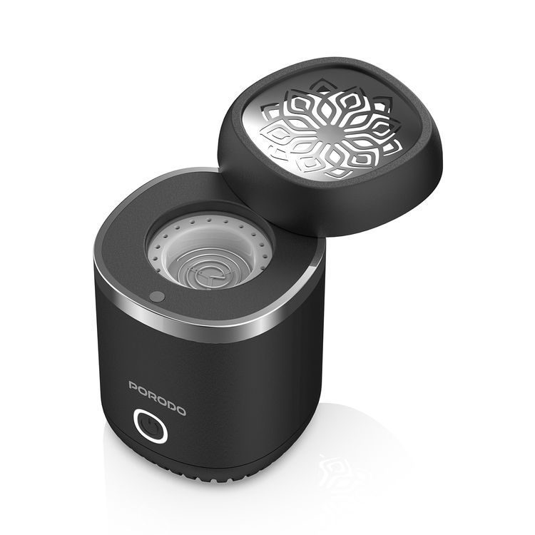 Porodo Dreams Mini Incense Burner with Auto-Off Safety Feature, Full Burning Session, Type-C Charging, Whisper-Quiet Operation, Wide Area Coverage, 1800mAh Battery Capacity - Black