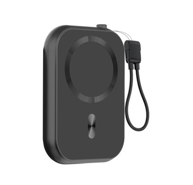 بنك الطاقة Green Lion 3 في 1 MagSafe بسعة 10000 مللي أمبير مع شاشة LED لعرض البطارية، حماية متعددة، حزام كابل Type-C مرفق، شحن لاسلكي بحد أقصى 15 وات - باللون الأسود.