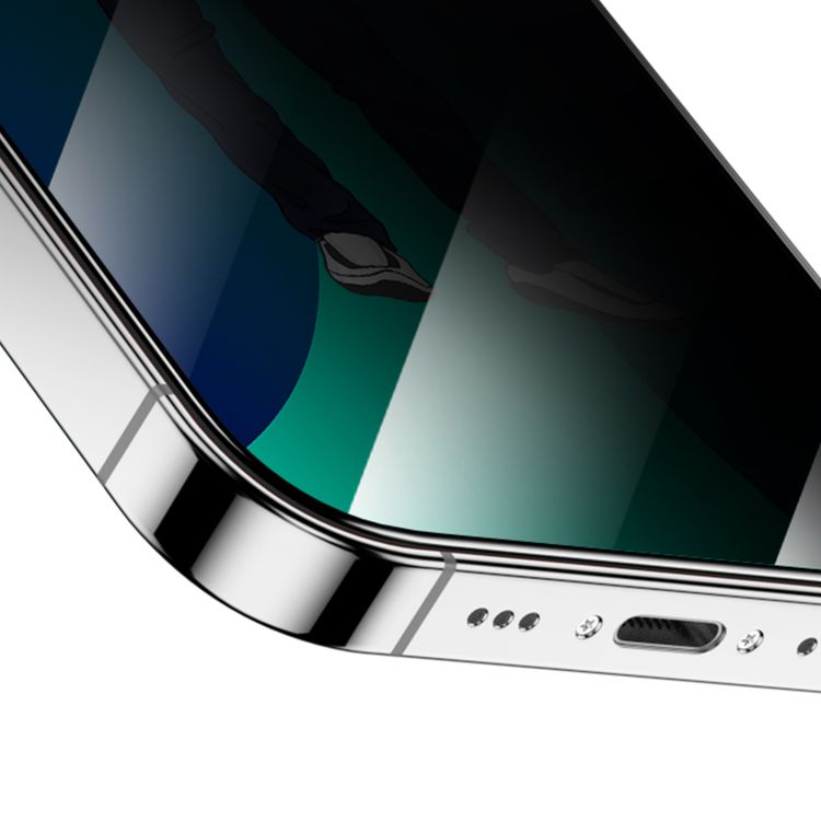 واقي شاشة Green Lion 9H Steve Privacy لآيفون 13 برو ماكس/14 بلس (6.7 بوصة)، مضاد للخدش، مضاد لبصمات الأصابع، استجابة عالية - باللون الأسود.