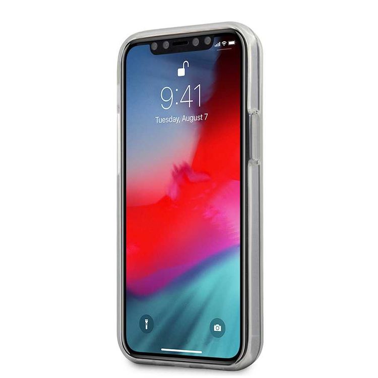 CG Mobile Guess PC/TPU 4G Pattern Hard Phone Case Compatible for iPhone 12 Mini (5.4") Shock Resistant Mobile Case Officially Licensed - Iridescent