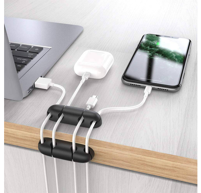 Ahastyle Silicone Multipurpose Cable  Clips/Organizers Desktop Organizer Collection - Black