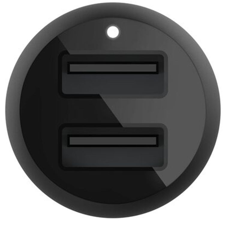 شاحن سيارة من بلكين بمنافذ USB-A مزدوجة، بقدرة إخراج 24 واط، تيار 4.8 أمبير - اللون الأسود