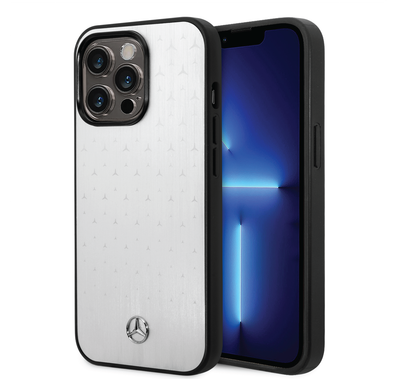 Mercedes-Benz Aluminum Case with Star Pattern Bumper Protection iPhone 14 Pro Compatibility - Silver