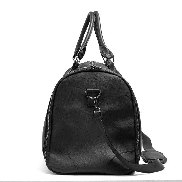 Levelo Allinstyle Saffiano Leather Travel Duffle Bag, 40L Spacious Interior, Comfortable Portability, Water Resistant, Exquisite Safeguarding - Black