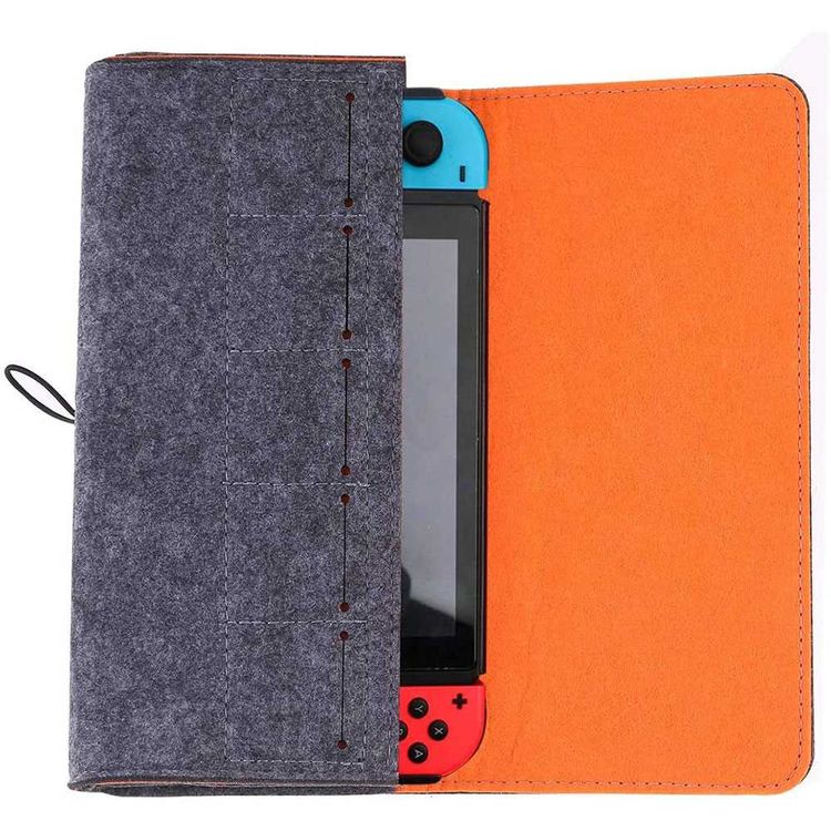 AhaStyle Carrying Case Compatible for Nintendo Switch, Portable Travel Carrying Bag Ultra Slim Professional Protective Felt Bag with 5 Game Cartridges Holders, Perfect Storage