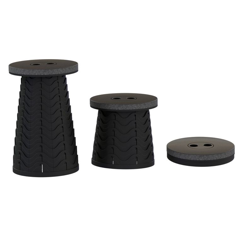 طاولة ومقعد Green Lion 2 في 1 قابلة للطي مع قاعدة مانعة للانزلاق، تعديل ارتفاع تلسكوبي، تعديل ارتفاع تلسكوبي، مادة معززة، قدرة تحميل المقعد 180 كجم، مقبض حمل - أسود