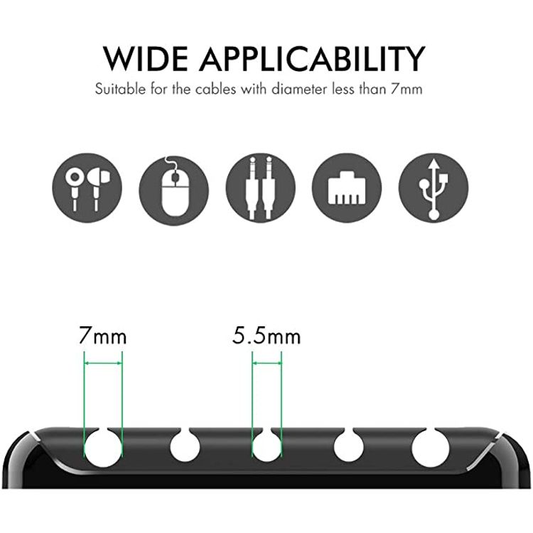Ahastyle Aluminum Silicone Multipurpose Cable Clips/Organizers - Black