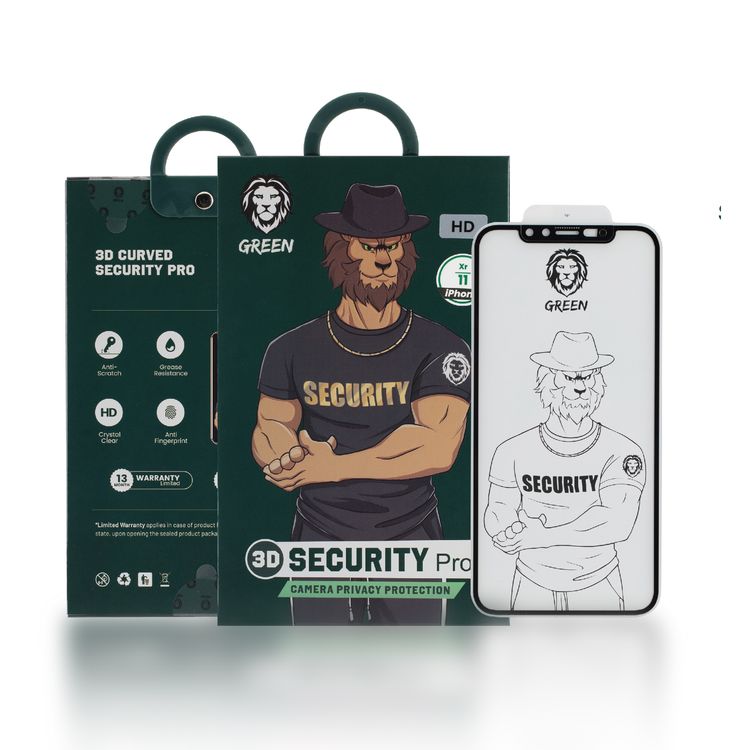 واقي شاشة زجاجي عالي الدقة 3D Security Pro من Green Lion لهاتف iPhone 12 / 12 Pro 6.1 بوصة