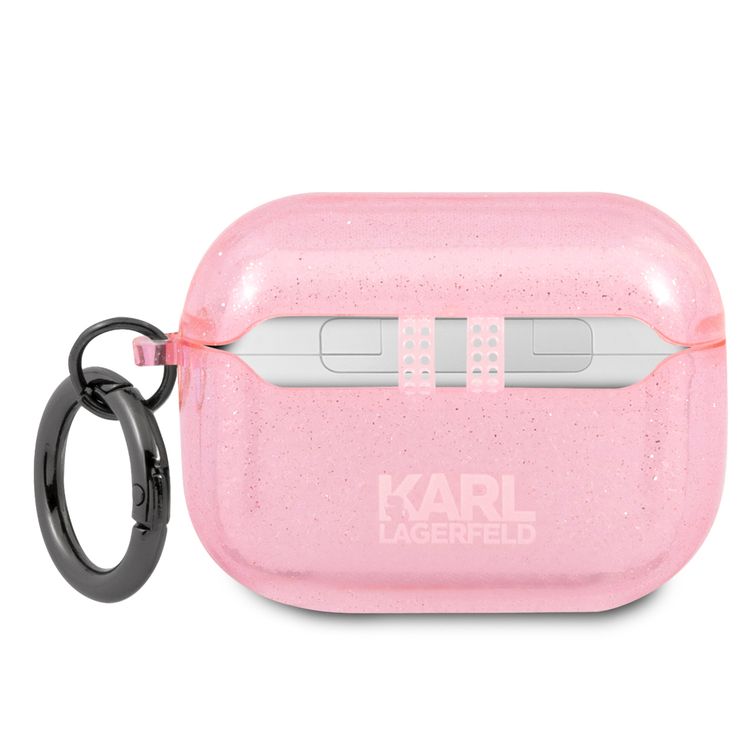 Karl Lagerfeld KLAPUKHGP AirPods Pro Case TPU Choupette Karl Case with Anti-Lost Ring for Apple Airpods Pro , Officially Licensed - Pink