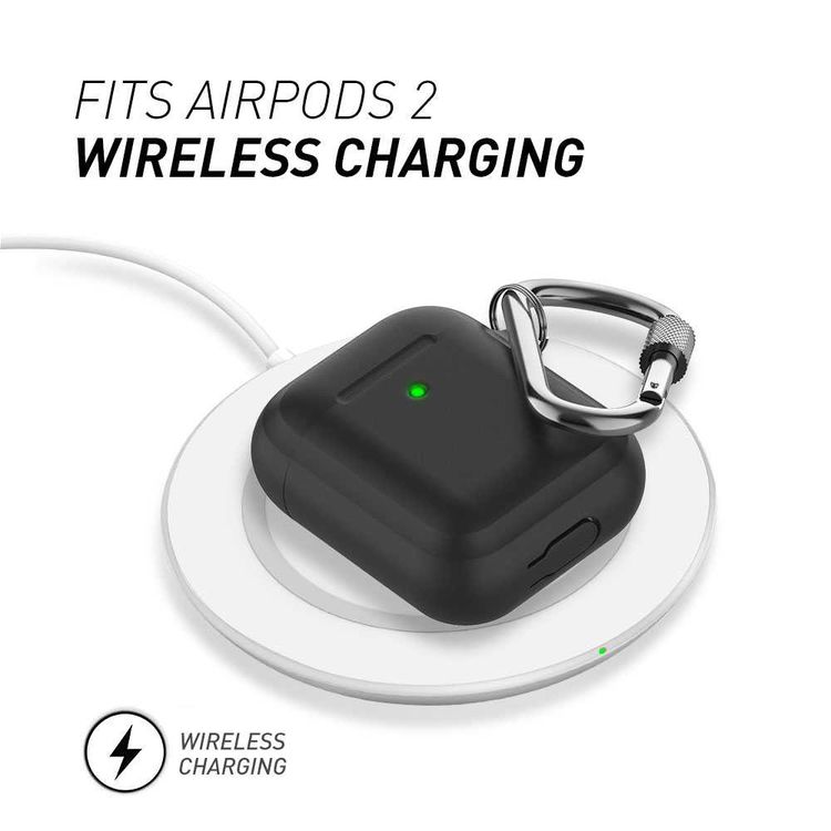 AhaStyle Premium Keychain Carabiner Case with Anti-Lost Ring Compatible for AirPods 1/2, Scratch Resistant, Shock Absorption, Drop Protection, & Dustproof Protective - Black