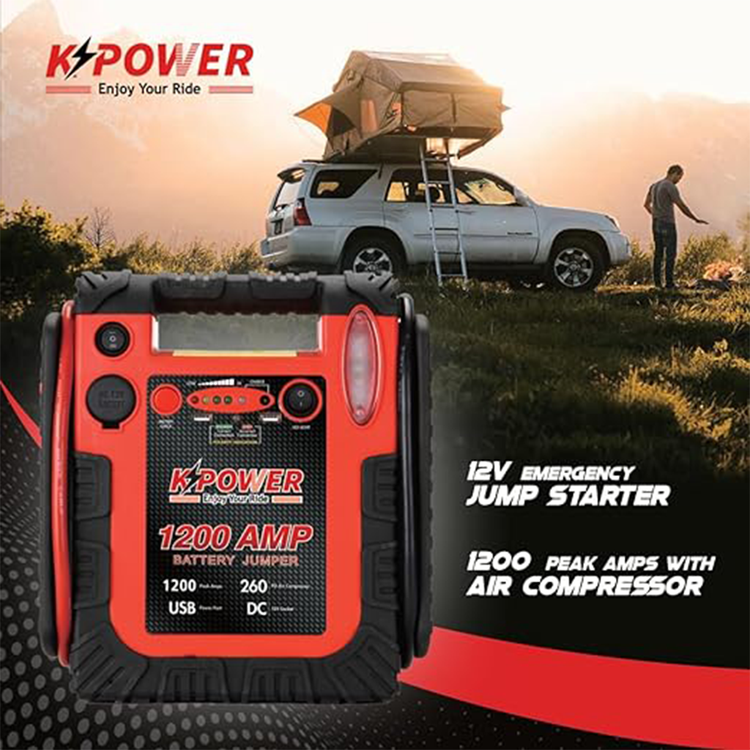 K Power Portable Jump Starter With Air Compressor, 260PSI, 12V, 20000mAh
