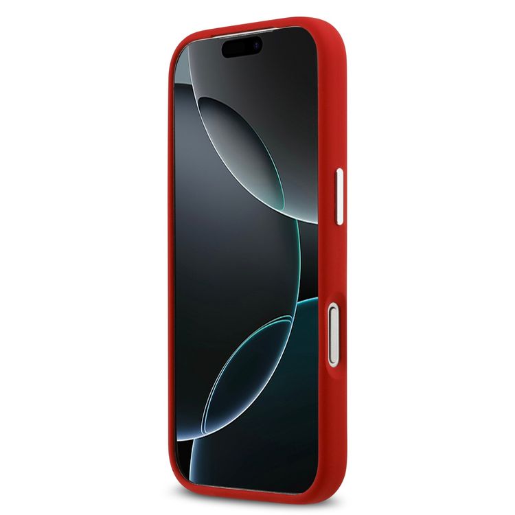 Lacoste MagSafe Silicone Case with Metal Logo for iPhone 17 Pro Max, Drop Protection, Sustainable Packaging, Slim Profile, Easy Snap-On Design - Red