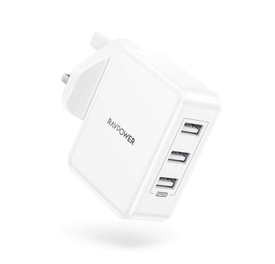 RAVPower 3-Port USB Wall Charger 30W UK - White