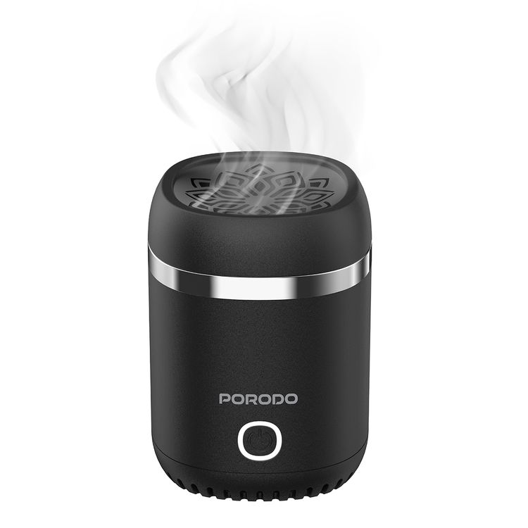 Porodo Dreams Mini Incense Burner with Auto-Off Safety Feature, Full Burning Session, Type-C Charging, Whisper-Quiet Operation, Wide Area Coverage, 1800mAh Battery Capacity - Black