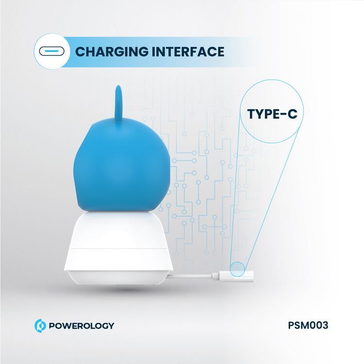 Powerology Monitor & App Baby Camera with Blue & Pink Covers, 1920 × 1080 Pixels Resolution, Night Vision, Type-C Charging Interface, Built-in Lullabies - White