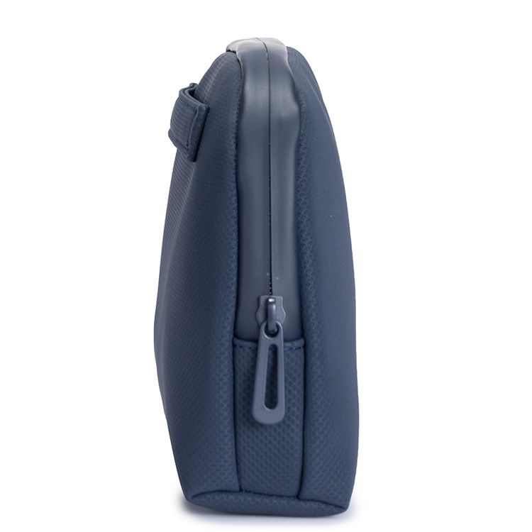 Porodo Geneva Tech Accessory Pouch with Easy-to-Carry Handle, 1L Capacity, PU Material, Zipper Closure, Water Resistant, Spacious Compartment, Cable Organizer - Blue