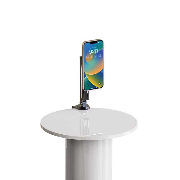 Porodo 360° Rotatable MagSafe Phone Stand with Expandable Length, Compatible with 4"-7" Smartphones, Carbon Steel Material, Stable & Secure Hold, Multi-Angle Folding Arm - Black