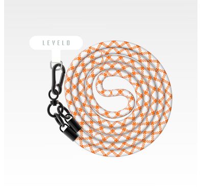 Levelo Everly Phone Crossbody Lanyard, 1.2m, Polyester Fiber, Metal Finish, Lightweight, Durable Material, Adjustable Straps, Universal Compatibility, Hypoallergenic Material - Orange / White