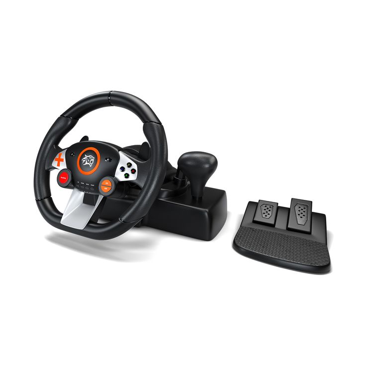 Porodo Gaming 7-in-1 Steering Wheel	with Quick Pedal, Plug & Play, Gear Lever, 270° Coil-spring Mechanism, 10" Racing Wheel, 96mA Vibration Motor Operating Current - Black
