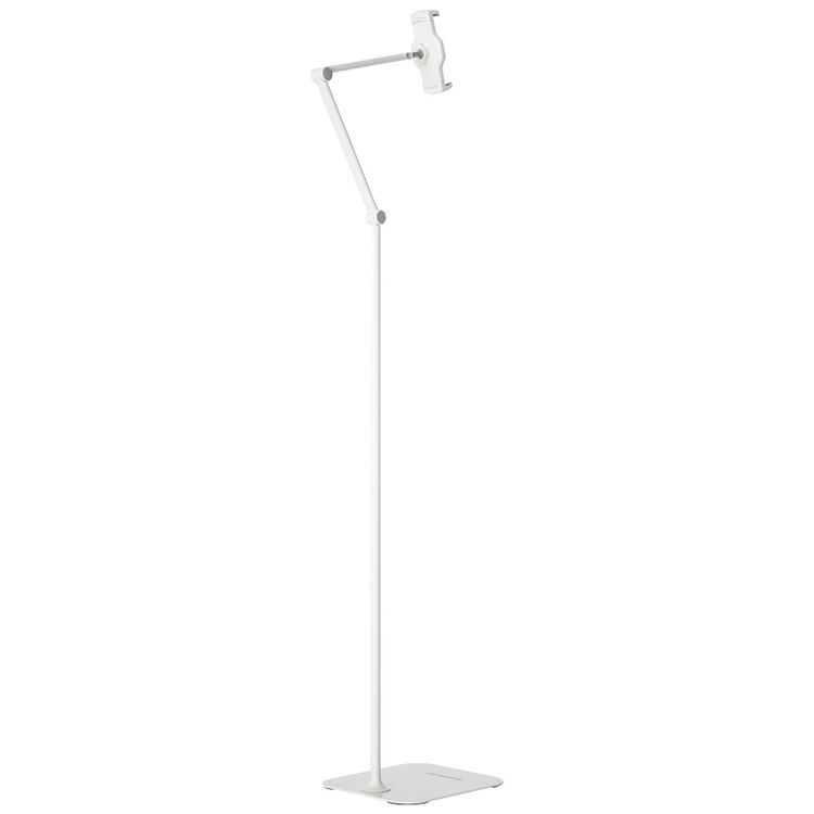 Powerology Adjustable & Rotatable Tablet Stand with Metal Base, Compatible with 4.7" to 12.9" Phones & Tablets, 360° Rotating Head, Telescopic & Flexible Arm Design, 170 cm Height, Heavy Base - White