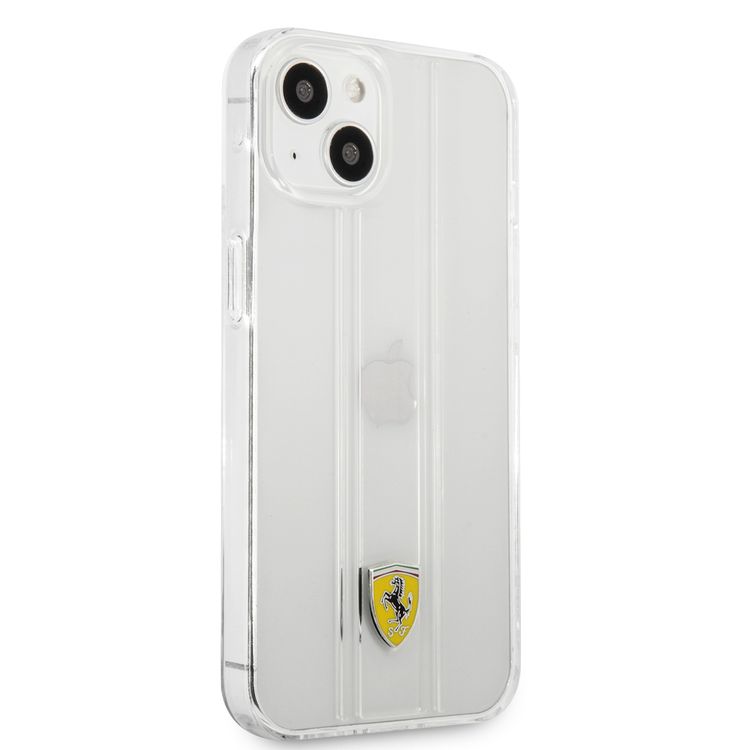 CG MOBILE Ferrari PC/TPU Transparent Hard Case with 3D Line Contrasted Red Line Compatible for iPhone 13 (6.1") Anti-Scratch, Easy Access to All Ports