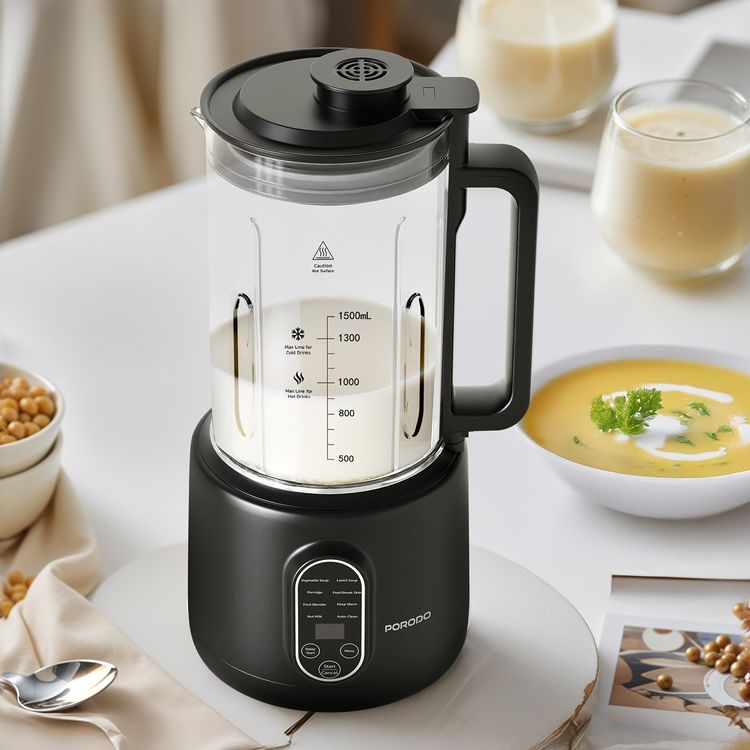 Porodo Lifestyle Nut Milk Maker with Advanced Thermal Jar, 1.5L Capacity, Multi-Angle Blades, 400W Blending Power, Auto-Clean, Dual-Mode Blending - Black