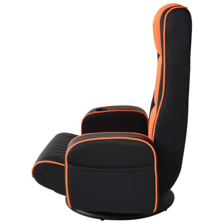 Porodo Gaming Predator Pro Gaming Seat with Armrest & Cupholder 360 Swivel - Black/Orange