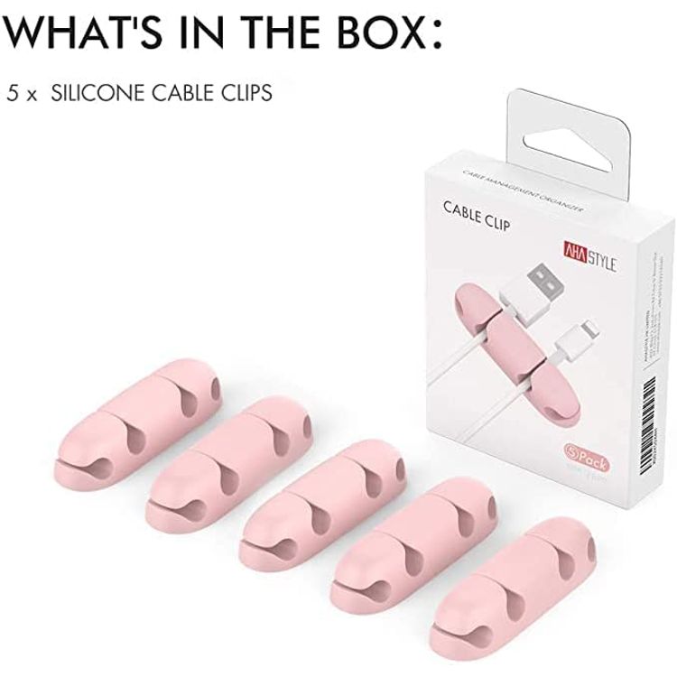 Ahastyle Silicone Multipurpose Cable  Clips/Organizers Desktop Organizer Collection - Pink