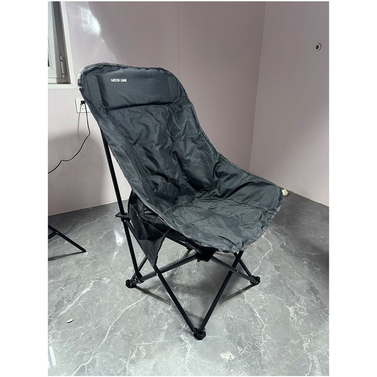 Green Lion Desert Ranger Camping Chair with Storage Bag, Foldable Design, Heightened Backrest, Anti-Slip Feet, Padded Seats, Up to 120Kg Load Capacity - Black