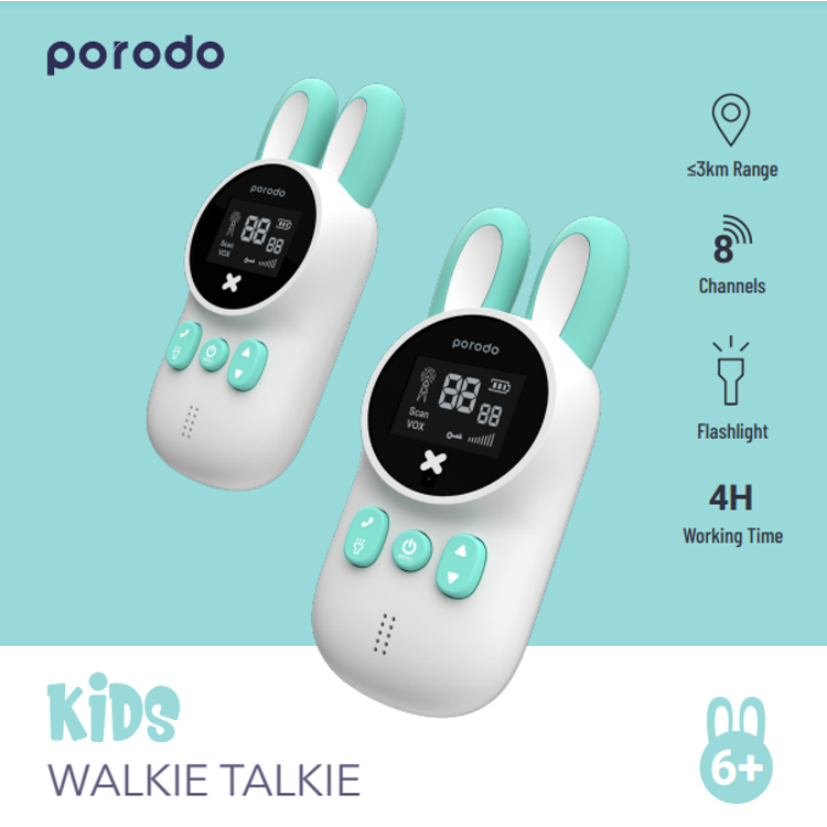 Walkie Talkie Porodo PD-CHWKTK-WH for Kids Two-Way Radios-White