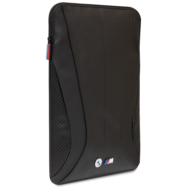 CG MOBILE BMW PU Leather Sleeve With Carbon Edges And Perforated Curves 16" Compatible With MacBook Intel® UHD Graphics/Windows/HP/Value Top Load Bag/Work, School, etc. - Black
