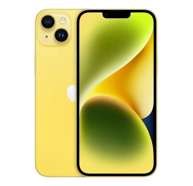Apple iPhone 14 Plus with 5G Network Technology, 6GB RAM, 256GB Capacity, 6.7-inch Screen Size, Dual eSIM, 12MP Camera Resolution, A15 Bionic Chip, Lightning Connector Type, Splash, Water & Dust Resistant - Yellow