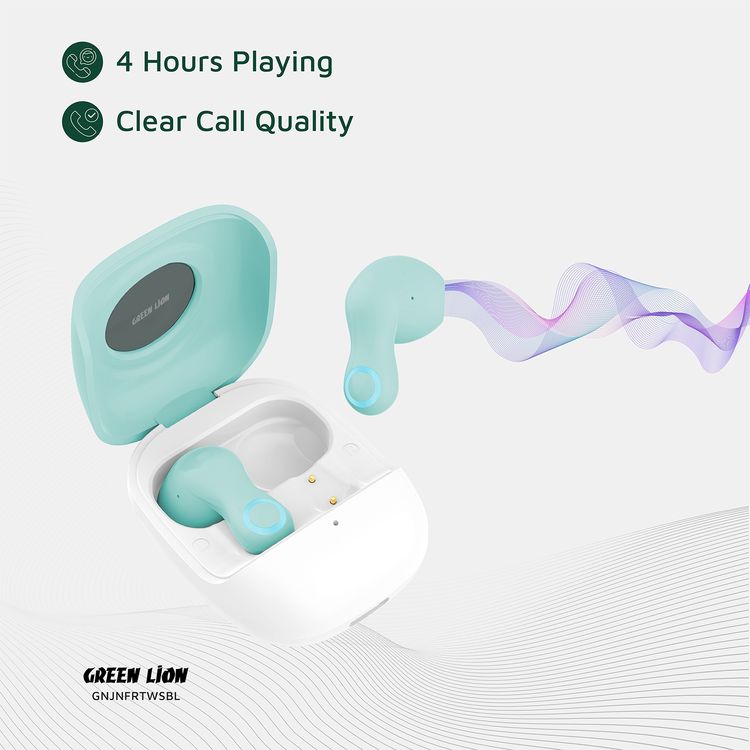 Green Lion Jenifer True Wireless Earbuds TWS, Touch Control, Voice Assistant, Breathing Lights, Clear Call Quality - Sky Blue