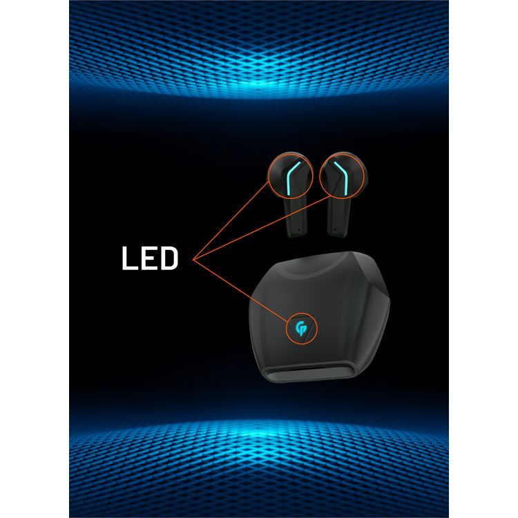 Porodo Gaming True Wireless Earbuds with Touch Controls, Dual Microphone Crisp Sound, IPX5 Water Resistant, 300 mAh Charging Case Battery, 30 mAh Earbuds Battery - Black