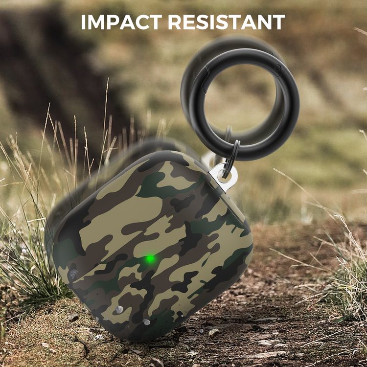 AhaStyle Premium TPU IMD Patterns Keychain AirPods Case Compatible for AirPods 3 Suitable with Wireless Charging - Universal Camouflage