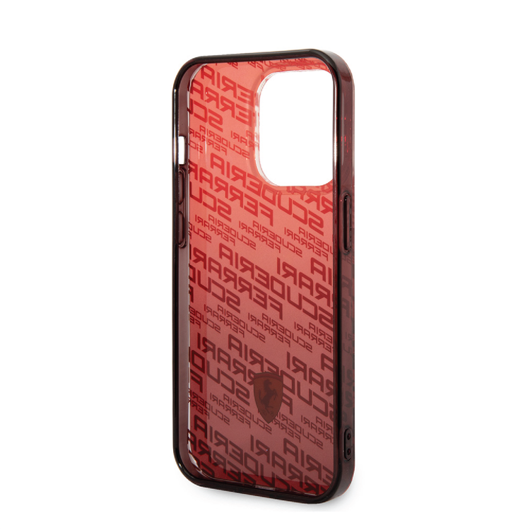 Ferrari Gradient PC/TPU Case with Allover Scuderia & Dyed Bumper iPhone 14 Plus Compatibility - Red
