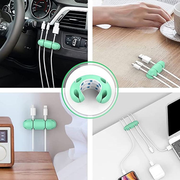 Ahastyle Silicone Multipurpose Cable  Clips/Organizers Desktop Organizer Collection - Green