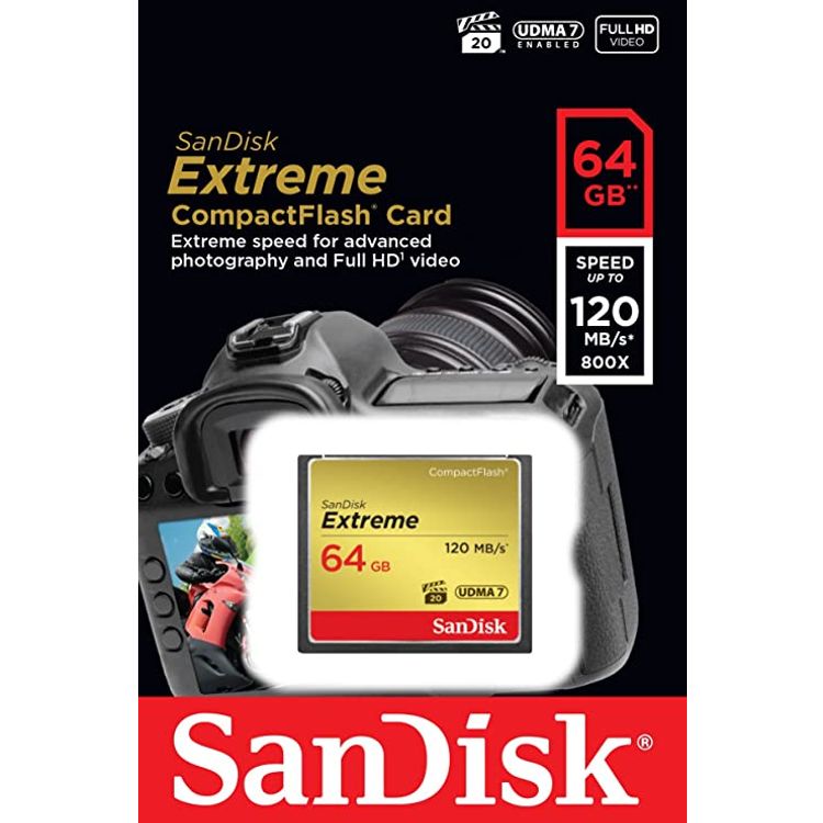 SanDisk Extreme 64 GB UDMA7 CompactFlash Card - Black/Gold, 64 GB
