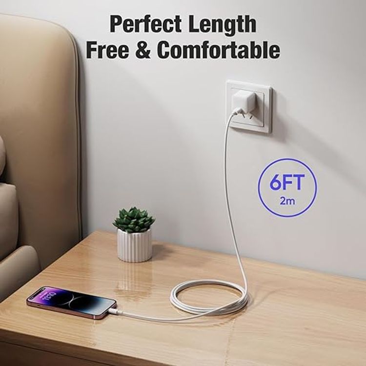 Apple USB-C to Lightning Cable 2m; tangle free, lightweight, fast charging - White