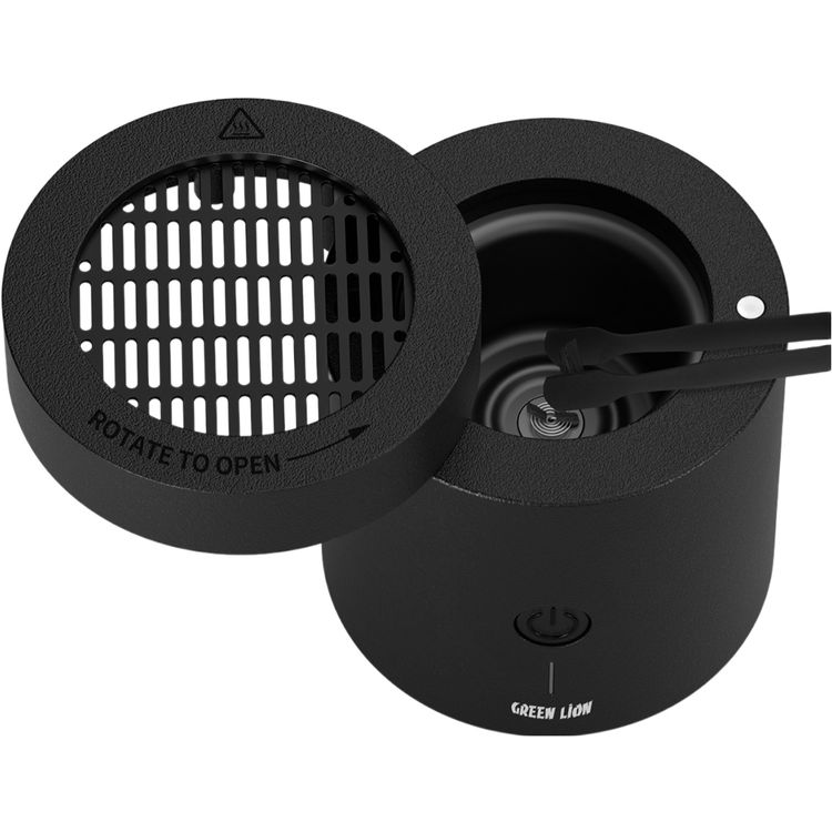 Green Lion Dune Bakhour Incense Burner with 2000mAh Battery Capacity, PA66 & Nylon Material, 300-400°C Heating Temperature, 2 Hours Charging Time, Type-C Charging Port, Strong Fragrance, Included Tweezer - Black