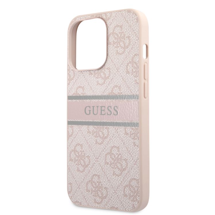 CG MOBILE Guess 4G PU Leather Case with Printed Stripe Compatible for iPhone 13 Pro (6.1") Anti-Scratch, Easy Access to All Ports, Shock Absorption