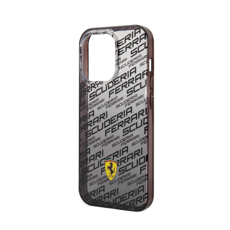 Ferrari Gradient PC/TPU Case with Allover Scuderia & Dyed Bumper iPhone 14 Compatibility - Black