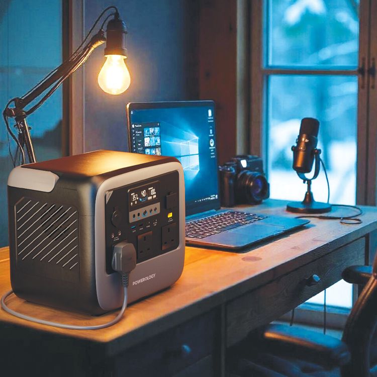 Powerology Pater III Portable Power Station with 1200W Rated Power, 2400W Peak Power, 945Wh Battery Capacity, 230V Voltage, Efficient 350W Max Solar Input, PD 100W Max USB-C Output, 15W Wireless Output, 120W Max Car Port Output, 3x AC Outlets, Power Monitoring Display, Built-in Safeguards - Gray