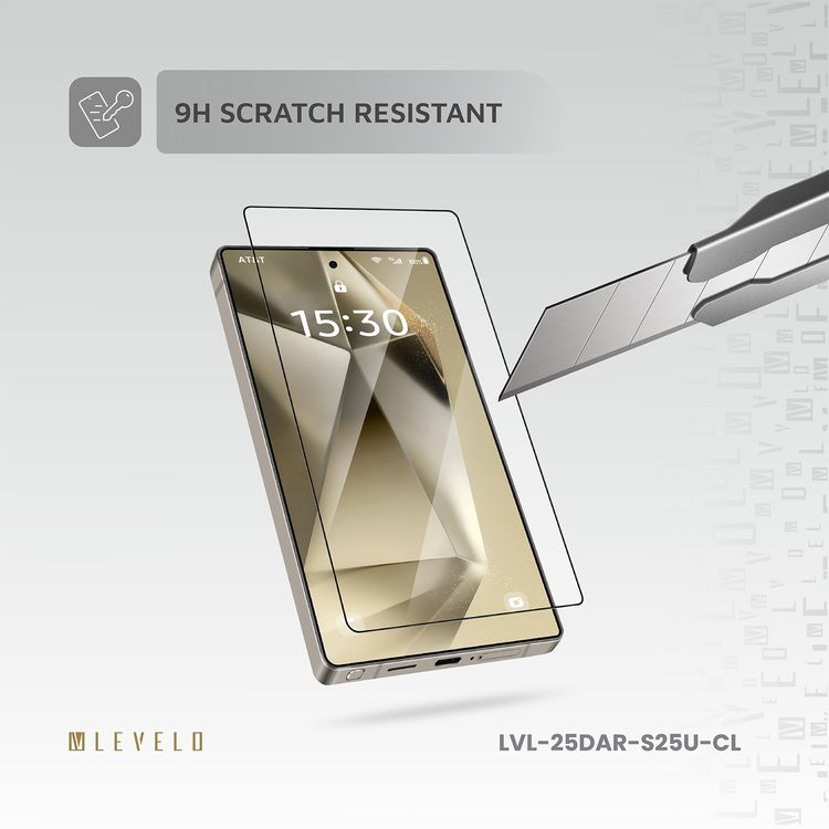 Levelo 2.5D Silk Print High Silicone AR Screen Protector for Samsung Galaxy S25 Ultra, Anti-Reflection Clear Glass, 0.25mm Ultra Thin, Scratch-Resistant, Oleophobic & Hydrophobic Coating, Instant Fingerprint Unlock, Air Bubble Prevention, Explosion- Proof, Auto-Exhaust - Clear